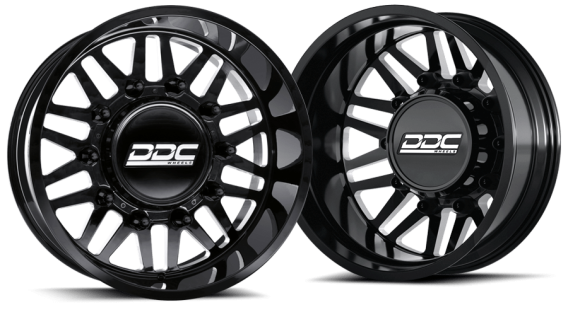 Dually Wheels Aftermath Black/Mill 22x8.25 8x165 SS Fronts For 94-18 Dodge Ram 3500 92-10 Silvera...