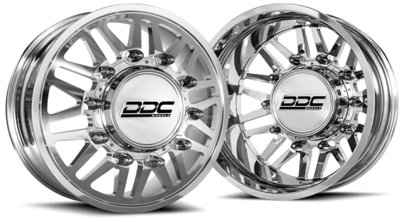 RAM Dually Wheel Kit 94-18 RAM 92-10 GM Aftermath Polished 22X8.25 8X165 12.50 Tire