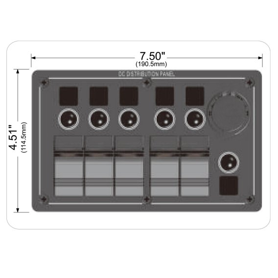 5-Switch Voltmeter Panel W/Breakers Black Bulldog Winch