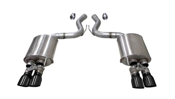 3.0 Inch Valved Axle-Back Sport Dual Exhaust Black 4.0 Inch Tips 18-Present Mustang GT Fastback A...