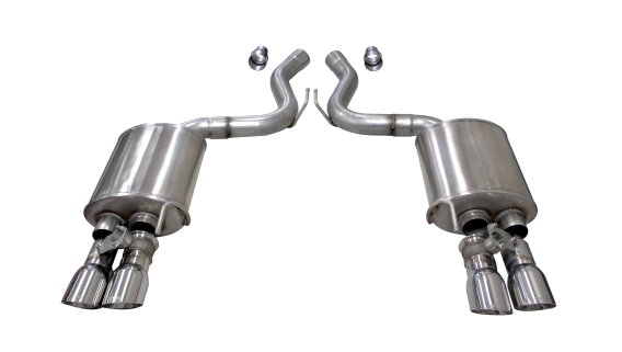 3.0 Inch Valved Axle-Back Sport Dual Exhaust Polished 4.0 Inch Tips 18-Present Mustang GT Fastbac...