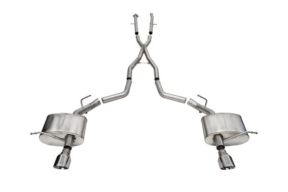 2.5 Inch Dual Rear Exit Cat-Back Exhaust System with Single 4.5 Inch Polished Pro-Series Tips 11-...