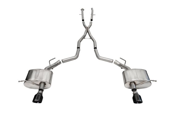 2.5 Inch Dual Rear Exit Cat-Back Exhaust System with Single 4.5 Inch Black PVD Pro-Series Tips 11...