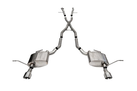 2.5 Inch Dual Rear Exit Cat-Back Exhaust System with Single 4.5 Inch Polished Pro-Series Tips 11-...