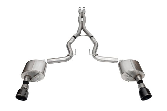 3.0 Inch Dual Rear Exit Cat-Back Exhaust System with 4.5 Inch Black PVD Pro Series Slash Tips Xtr...