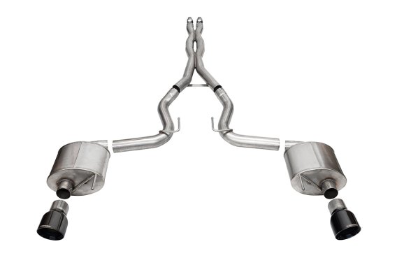 3.0 Inch Dual Rear Exit Cat-Back Exhaust System with 4.5 Inch Black PVD Pro Series Tips Sport Sou...
