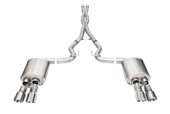 3.0 Inch Dual Rear Exit Cat-Back with Twin 4.0 Inch Polished Pro-Series Tips 24-25 Ford Mustang G...