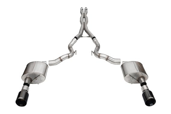 3.0 Inch Dual Rear Exit Cat-Back Exhaust System with 4.5 Inch Black PVD Straight Cut Tips Xtreme ...