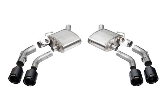 2.75 Inch Axle-Back Exhaust with Dual Mode NPP; Dual Rear Exit with Twin 4.5 Inch Carbon Fiber Bl...