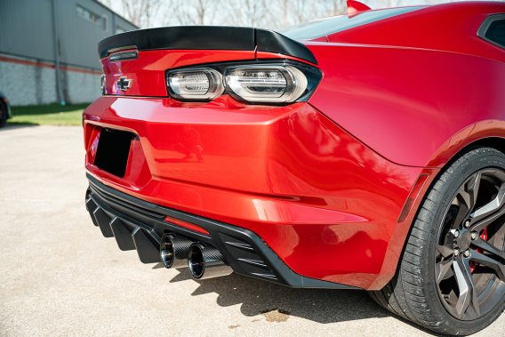 Quad 4.5 Inch Carbon Fiber Black PVD Tip Kit 16-24 Chevrolet Camaro SS/16-24 Chevrolet Camaro ZL1...
