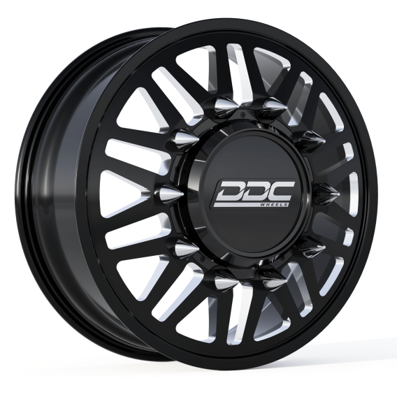 Dually Wheels Aftermath Black/Milled 20X8.25 10X225 Super Duty/Ram Dually Wheel Kit F-450 05-10 F...