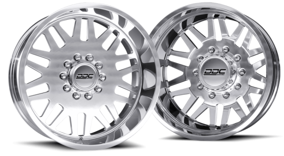 Dually Wheels Aftermath Polished 22x8.25 10x225 SS Fronts 05-10 Ford F-450/F-550 15-25 Dodge Ram ...