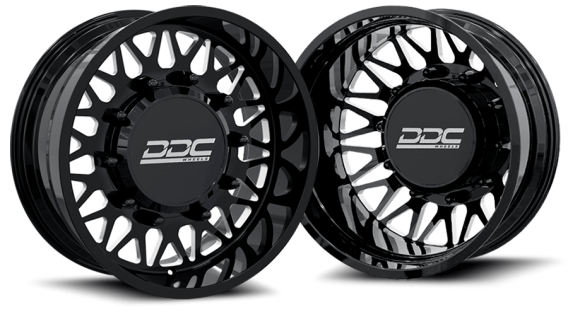 Dually Wheels The Mesh Forged 22x8.25 10x225 Black/Mill SS Fronts 05-10 Ford 15-25 F-450/F-550 Do...