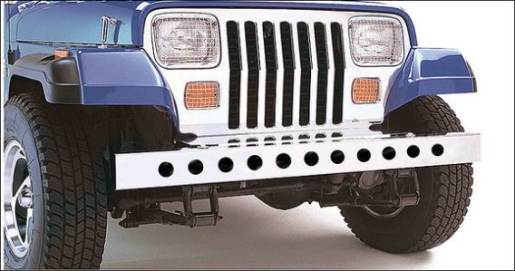 Jeep YJ 54 Inch Front Bumper with holes (No License Plate Holes) 87-95 Wrangler TJ Polished Silve...