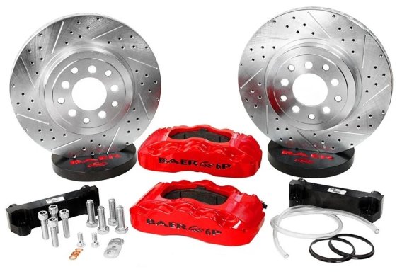 Pro Brake System Front 06-09 Chevy Trailblazer 2WD And AWD W/OE Spindles And Hubs Red Baer Brakes