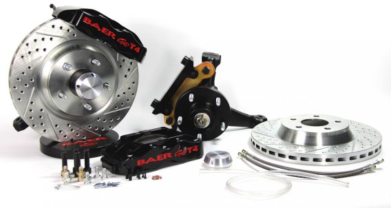 Brake System 13 Inch Front Track4 Black 70-81 GM F Body Modified Stock Spindles BAER Brakes