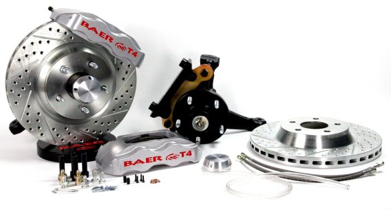 Brake System 13 Inch Front Track4 Silver 70-81 GM F Body Modified Stock Spindles BAER Brakes