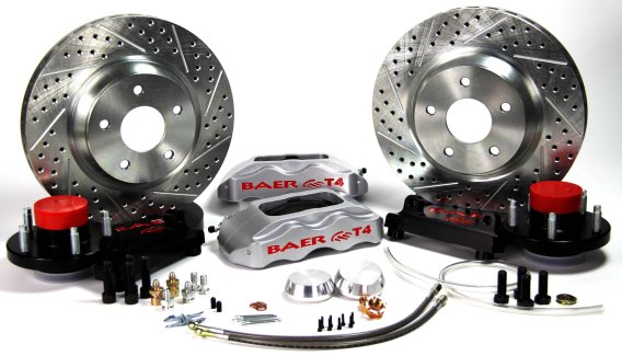 Track4 Brake System Front 65-66 Ford Mustang W/Ridetech Truturn Suspension And Spindles Silver Ba...