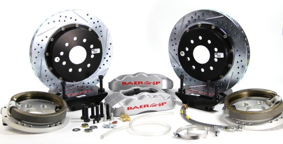 Brake System 14 Inch Rear Pro+ w/Park Brake Silver 71-76 GM Full Size Car BAER Brakes