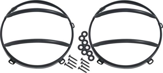 Jeep JK Euro Headlight Guards Pair  07-18 Wrangler JK Powdercoat Black Kentrol