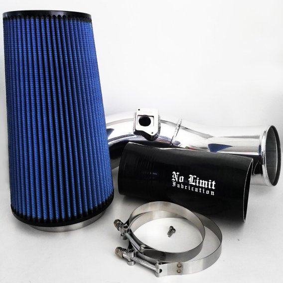 6.0 Cold Air Intake 03-07 Ford Super Duty Power Stroke Polished Oiled Filter No Limit Fabrication
