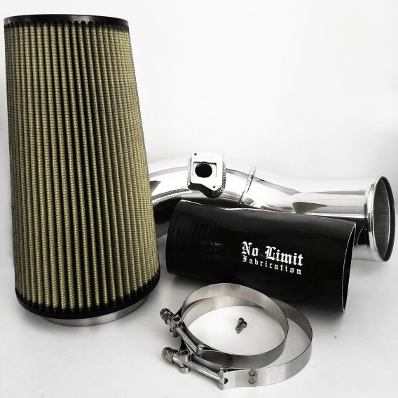 6.0 Cold Air Intake 03-07 Ford Super Duty Power Stroke Polished PG7 Filter No Limit Fabrication