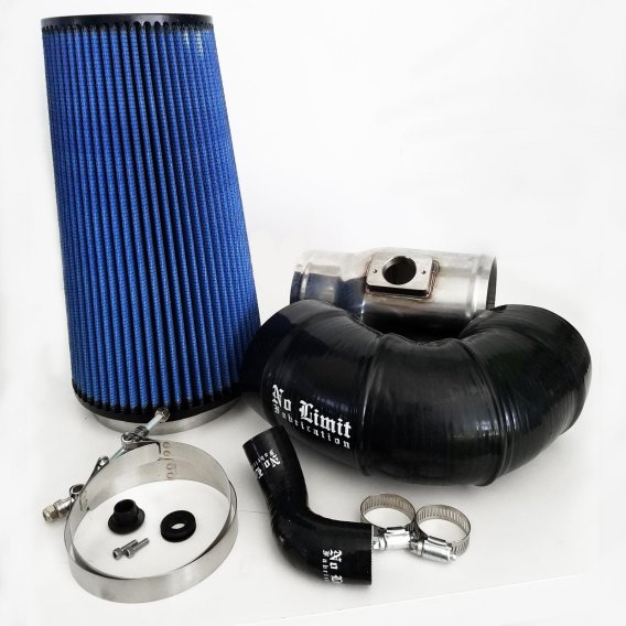 6.4 Cold Air Intake 08-10 Ford Super Duty Power Stroke Polished Oiled Filter for Mod Turbo 5.5 In...