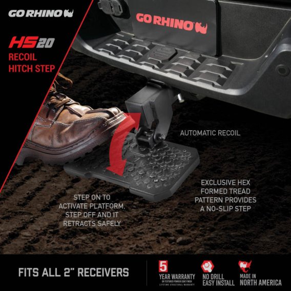 Go Rhino HS2012T - HS-20 Hitch Step - Textured Black