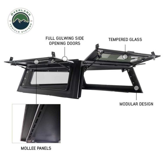 Expedition Truck Cap W/Full Wing Doors, Front and Rear Windows and 3rd Brake Light 14-24 GM 1500 ...