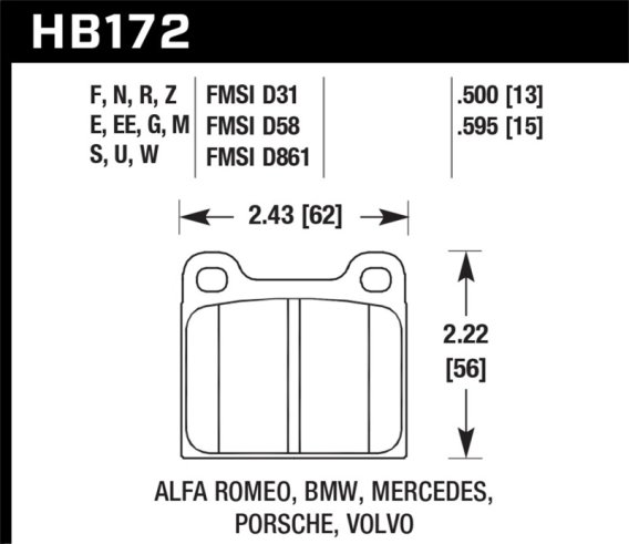 HAWK Blue 9012 Brake Pad Sets