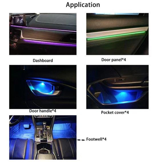 LED Interior Ambient 18-Piece RGBW Multicolor Ultra-Flow Series ColorSmart Vehicle Complete Kit 