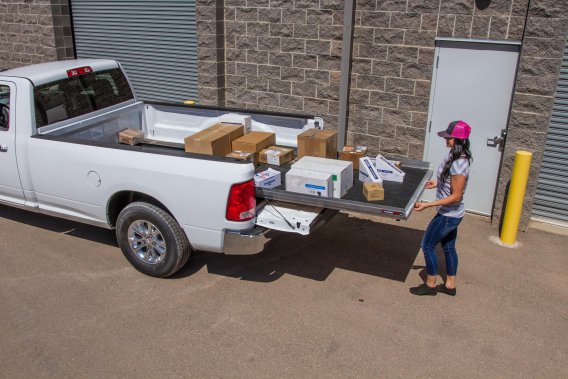 Slide Out Truck Bed Tray 1000 lb capacity 75% Extension 6 Bearings  Alum Tie-Down Rails Plywood D...