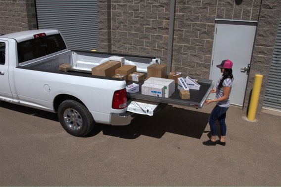 Slide Out Truck Bed Tray 1000 lb Capacity 70 Percent Extension 6 Bearings Alum Tie-Down Rails Ply...