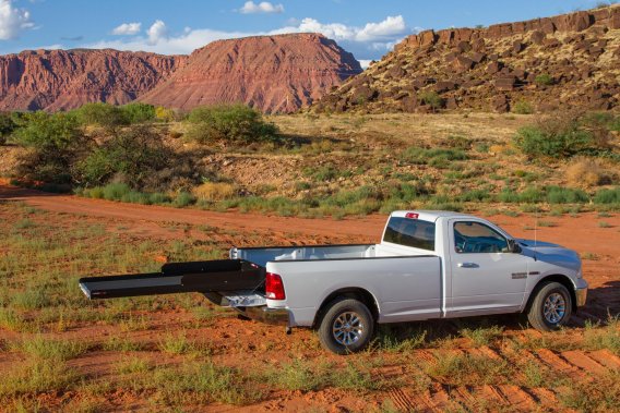 Slide Out Truck Bed Tray 1500 lb capacity 100% Extension 36 Bearings  Alum Tie-Down Rails Plywood...