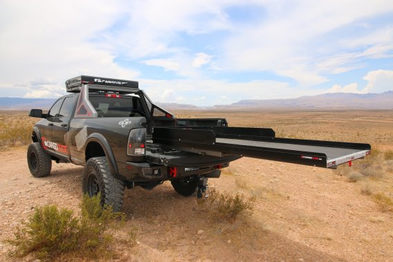 Slide Out Truck Bed Tray 2200 lb Capacity 100 Percent Extension 22 Bearings Alum Tie-Down Rails P...