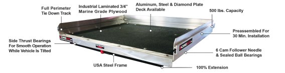 Slide Out Jeep Bed Tray 500 lb Capacity CargoGlide CG4XJK100