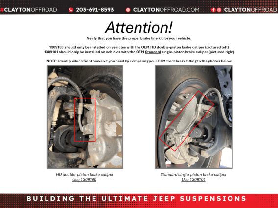 Jeep Front Brake Lines 2018+, JL/JT Clayton Off Road