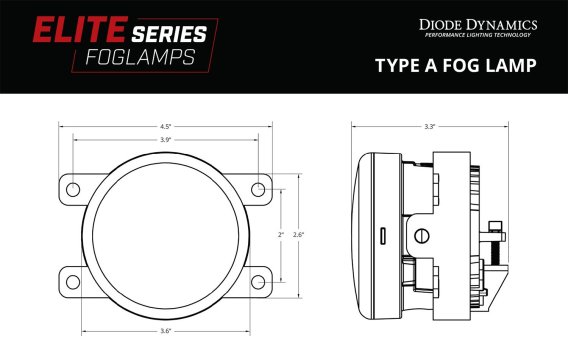 Elite Series Fog Lamps for 2019-2022 Ram 1500 Pair Yellow 3000K Diode Dynamics