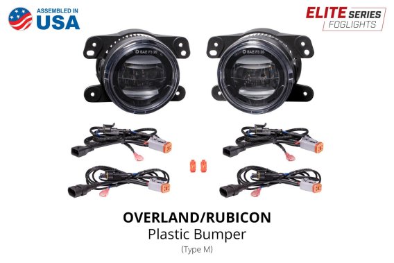 Elite Series Fog Lamps for 2020-2022 Jeep JT Gladiator Overland/Rubicon w/ Plastic Bumper Pair Co...