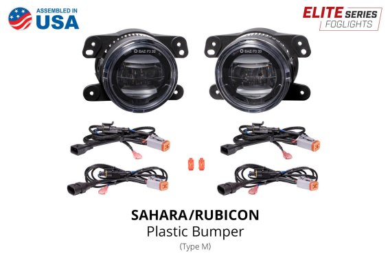 Elite Series Fog Lamps for 2018-2022 Jeep JL Wrangler Rubicon w/ Steel Bumper Pair Yellow 3000K D...