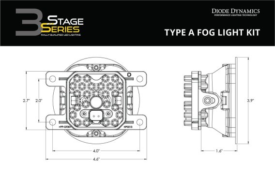 SS3 LED Fog Light Kit for 2016-2021 Honda Civic White SAE Fog Sport w/ Backlight Diode Dynamics