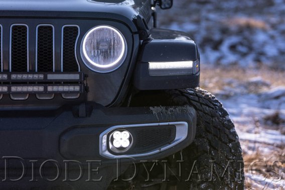 SS3 LED Fog Light Kit for 2018-2021 Jeep JL Wrangler Yellow SAE Fog Sport w/ Backlight Type MR Br...