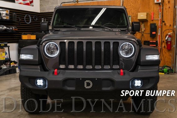 SS3 LED Fog Light Kit for 2018-2021 Jeep JL Wrangler Yellow SAE Fog Sport w/ Backlight Type MR Br...