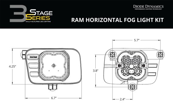 SS3 LED Fog Light Kit for 2009-2012 Ram 1500 Yellow SAE Fog Max w/ Backlight Diode Dynamics