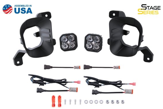 SS3 LED Fog Light Kit for 2019-2021 Ram 1500 Classic Yellow SAE Fog Pro w/ Backlight Diode Dynami...