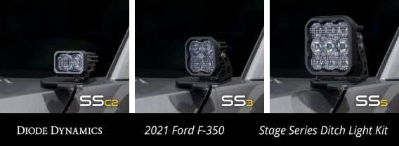 Stage Series Ditch Light Kit for 2017-2022 Ford Super Duty, SS3 Pro White Combo Diode Dynamics