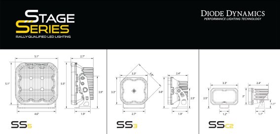 Stage Series Ditch Light Kit for 2017-2022 Ford Super Duty, SS3 Pro White Combo Diode Dynamics