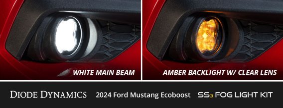 SS3 Add-On Fog Lamp Kit for 2024 Ford Mustang EcoBoost White Pro Diode Dynamics