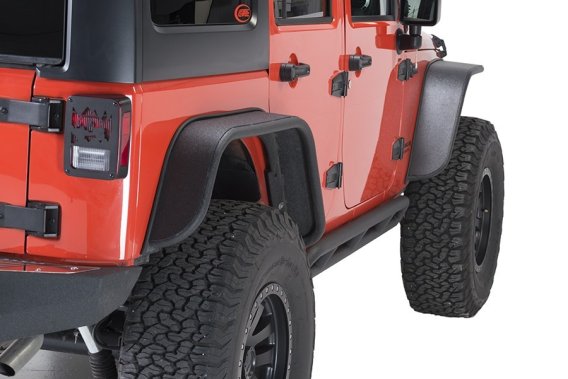 Jeep JK Tube Fenders 07-18 Wrangler JK Front/Rear Set Of 4 Steel Black Textured Powdercoat Fishbo...