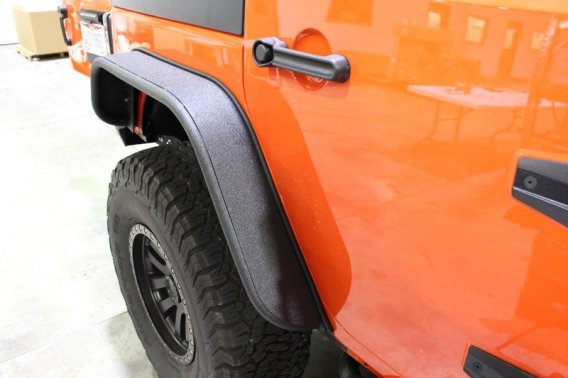 Jeep JK Tube Fenders 07-18 Wrangler JK Front/Rear Set Of 4 Steel Black Textured Powdercoat Fishbo...